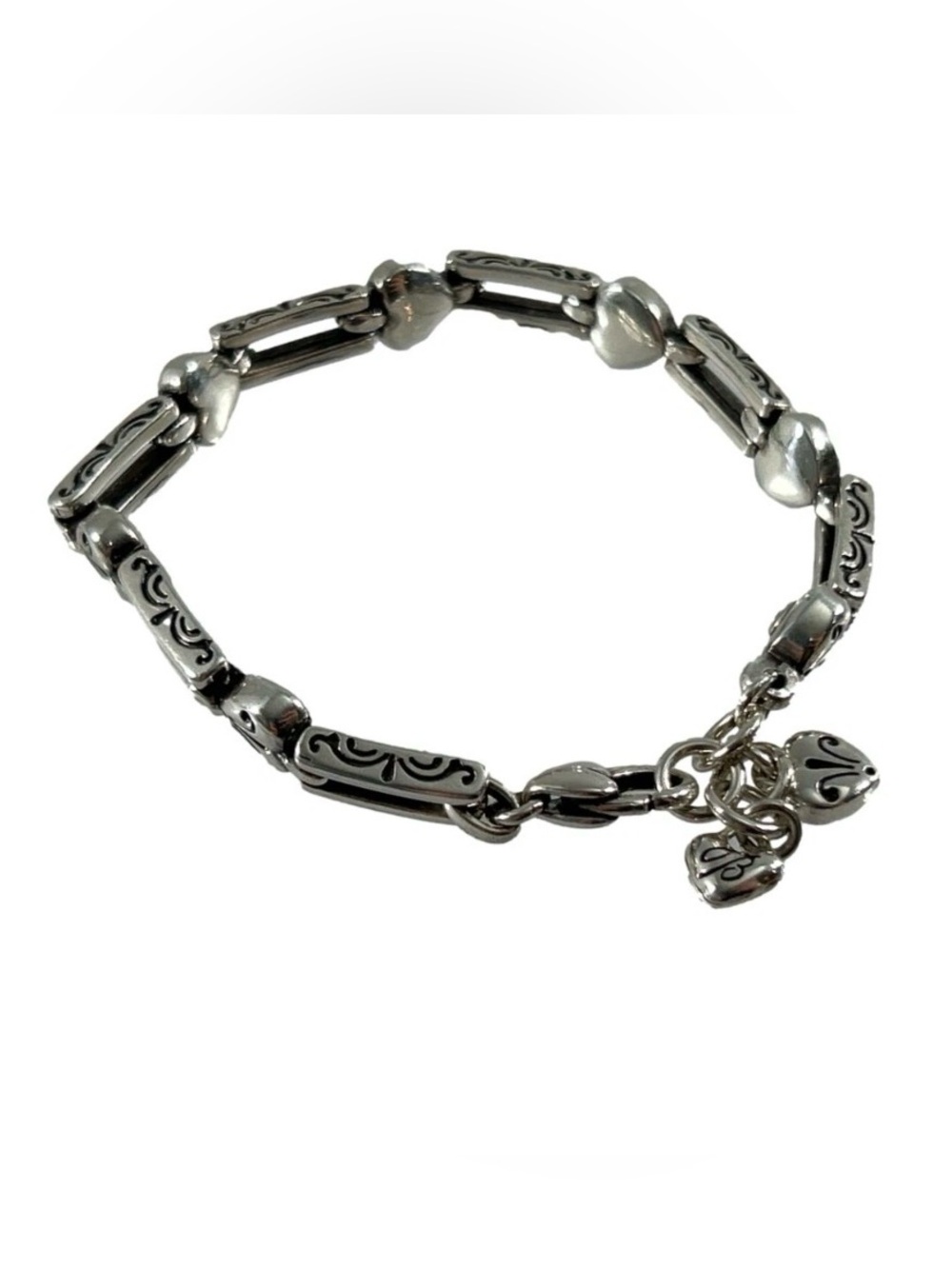 Brighton Silver Link Bracelet with Heart Charms